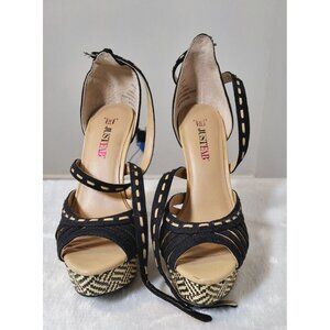 JustFab Open Toe Ankle Strap Platform Pumps 5.5M